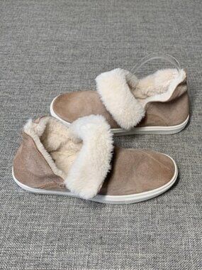 GB Thread-Up Suede Faux Shearling Sneaker Booties Sierra Tan  7 1/2